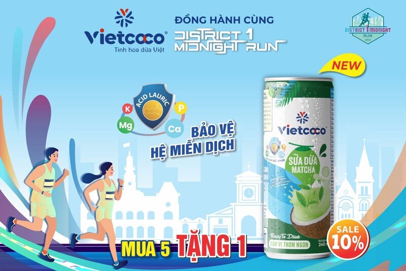 RUNNER DISTRICT 1 MIDNIGHT RUN 2023 THƯỞNG THỨC SỮA DỪA MATCHA VỊ MỚI