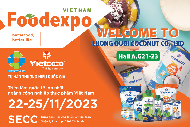 SỮA DỪA VIETCOCO HỘP 180ML GÂY ẤN TƯỢNG TẠI TRIỂN LÃM QUỐC TẾ CÔNG NGHIỆP THỰC PHẨM VIỆT NAM 2023